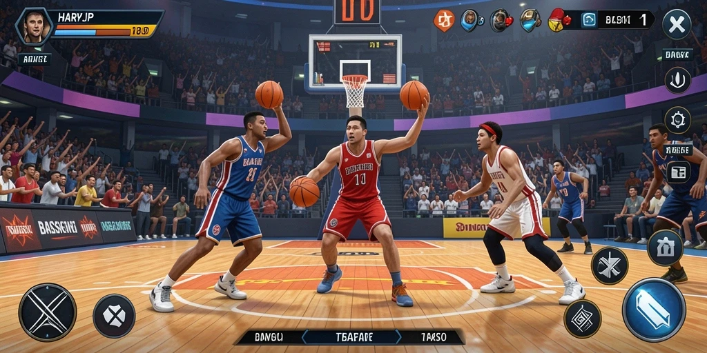 Tampilan antarmuka menarik dari game Basket HARAPJP.