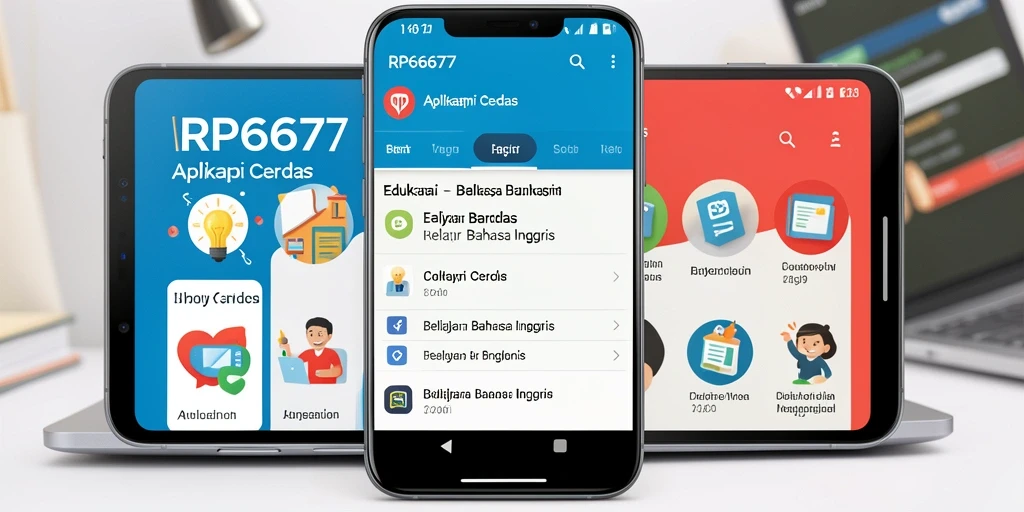 Tampilan antarmuka aplikasi RP6677 untuk belajar bahasa Inggris yang interaktif.